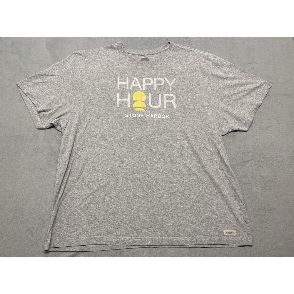 Life Is Good Classic Fit Tee Shirt "Happy Hour Stone Harbor" Unisex 2XL Gray - Picture 2 of 10